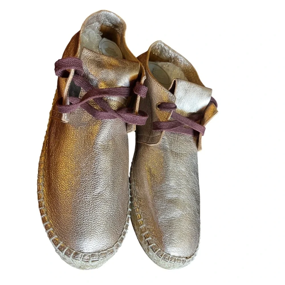 Robert Clergerie Paris Eloise Rose Gold buttery Leather Espadrille size 10 spain